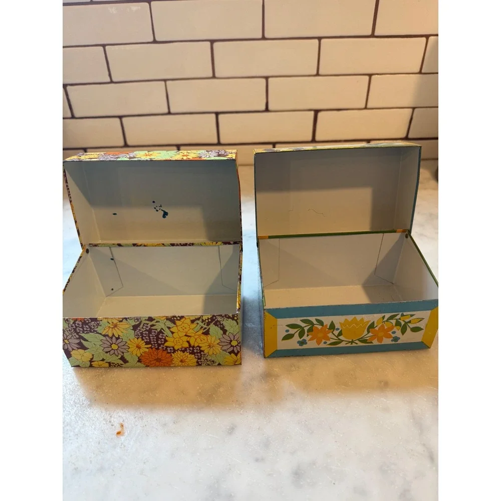 Vintage Floral Tin Storage Box‎ Syndicate Mfg Co Pennsylvania 1970s Retro